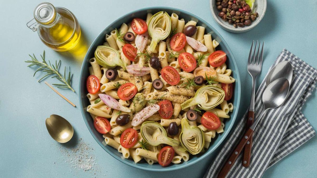 Salade de pâtes fraîches prête en 10 minutes pour la plage