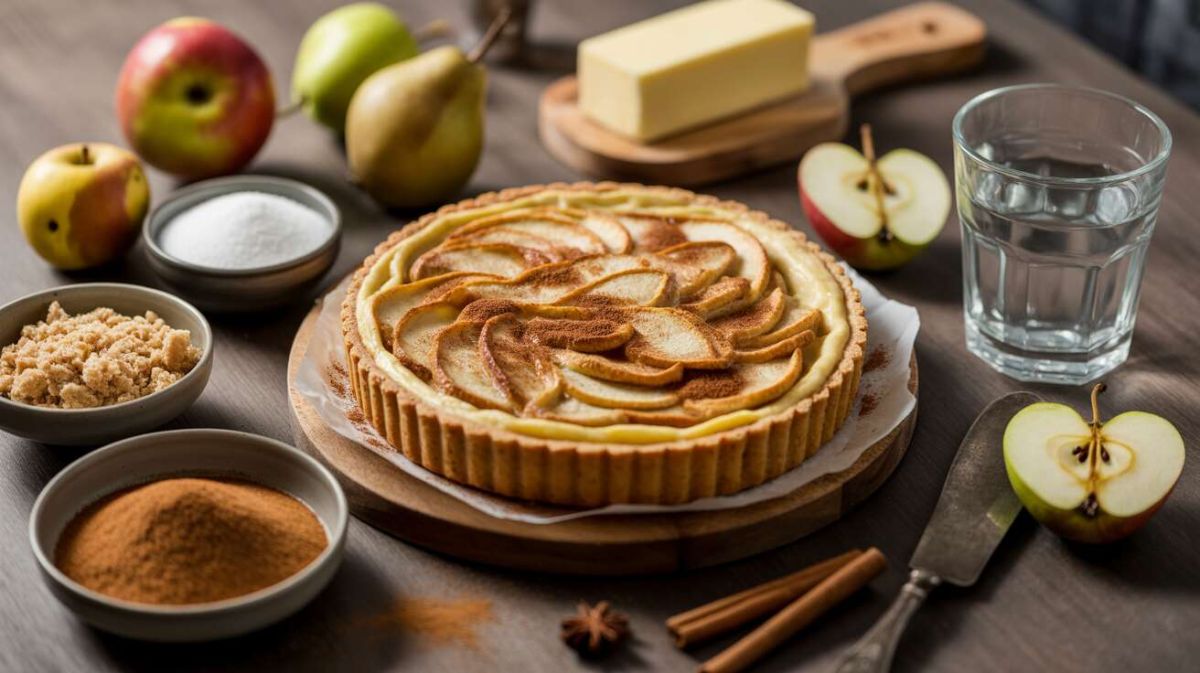 Tarte rustique légère : pommes, poire et cannelle