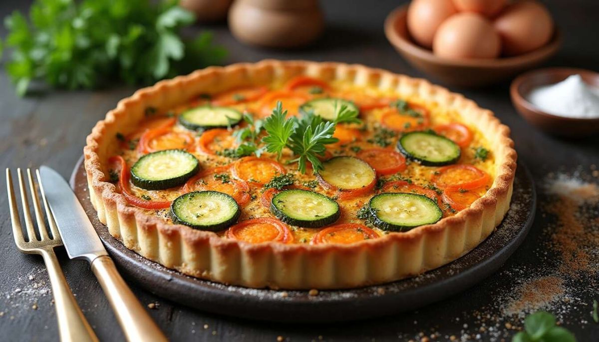 Recette de quiche aux carottes et courgette au fromage frais