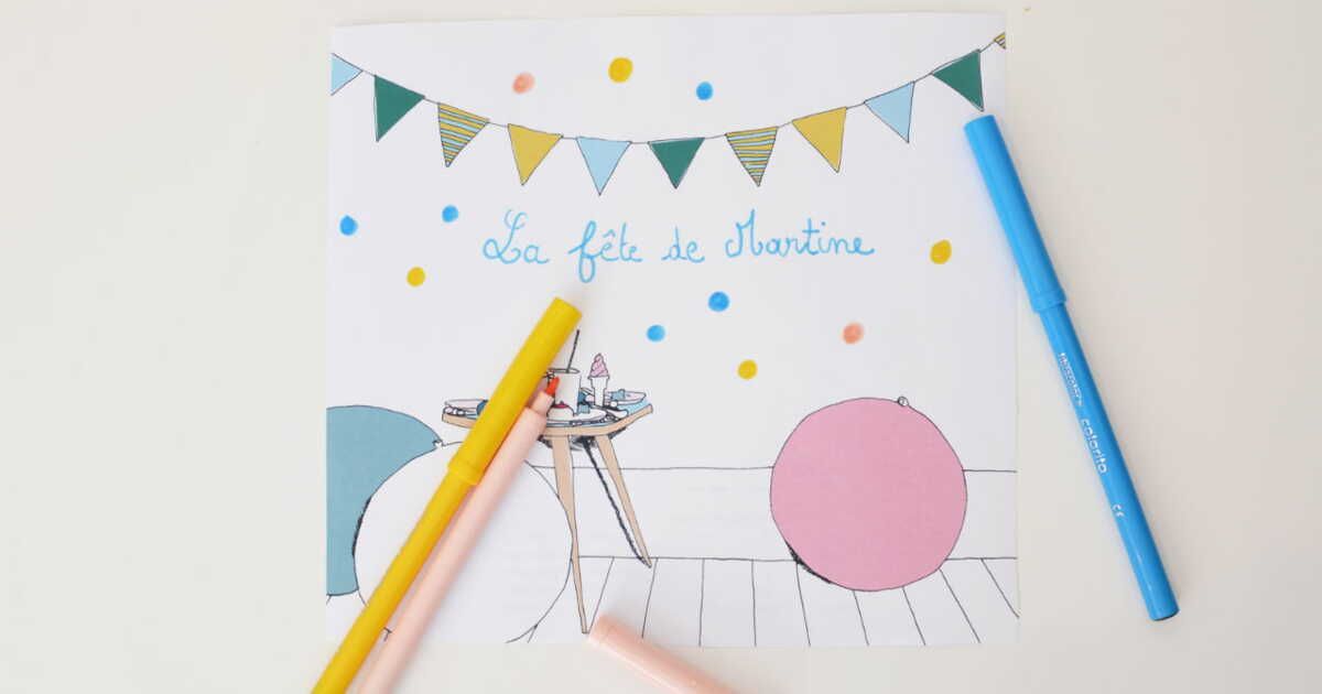 Carte d’anniversaire à colorier