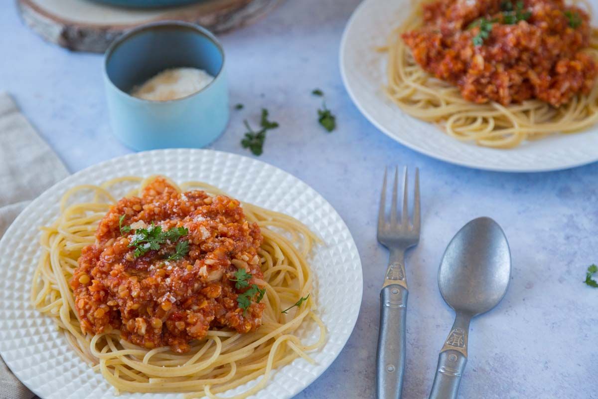 Sauce bolognaise végétarienne au chou-fleur