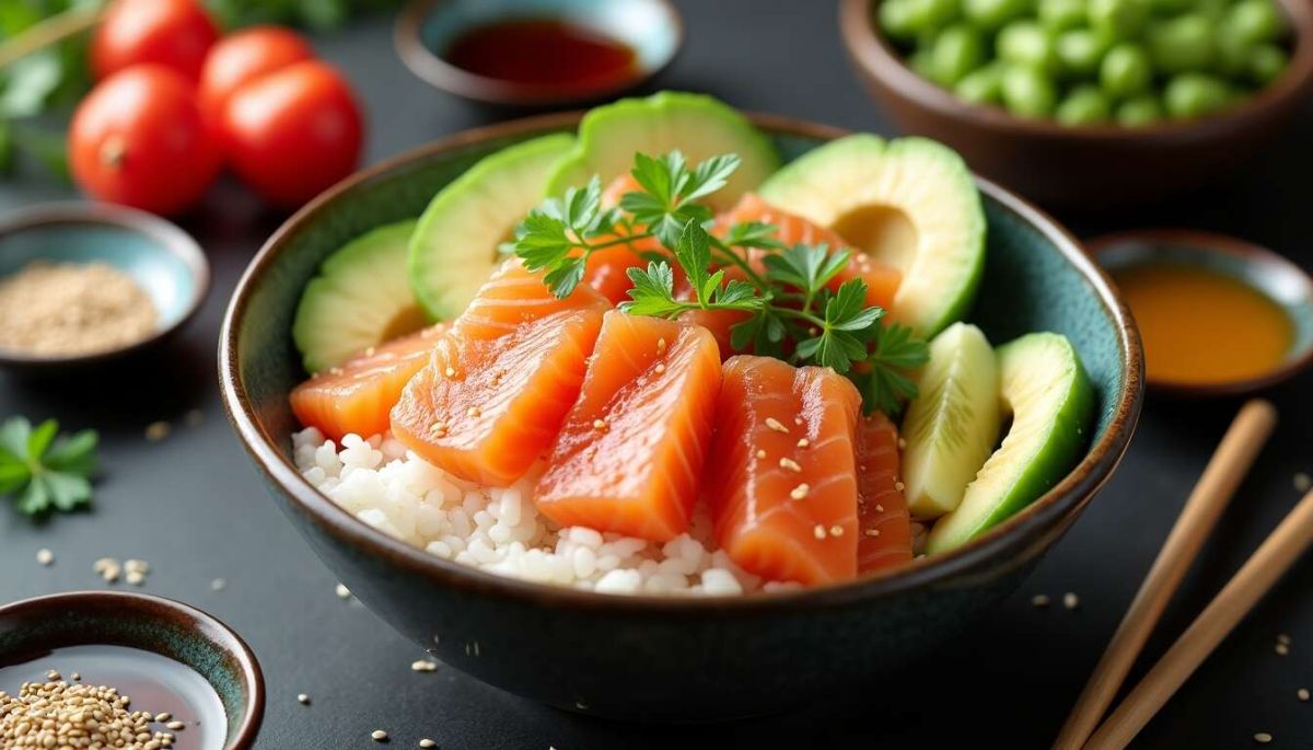 Explorez la fraîcheur du poke bowl au saumon